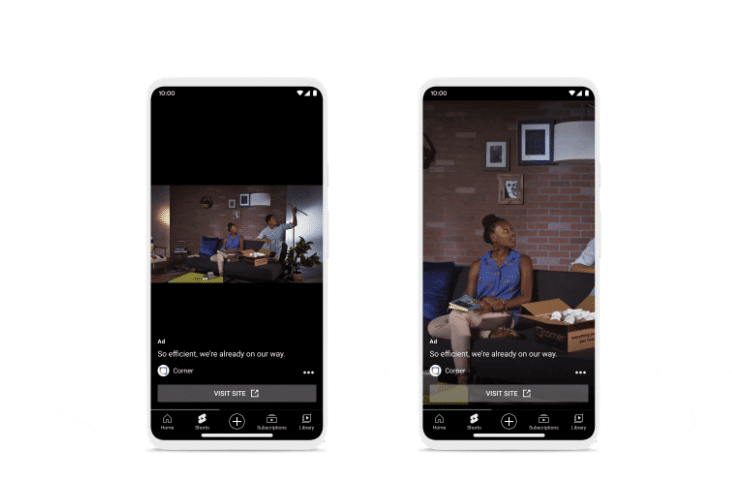 Square and vertical YouTube smartphone advertisements