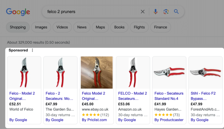 google search for felco pruners