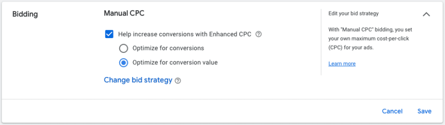 Enabling ECPC and choosing optimization for conversions or for conversion value