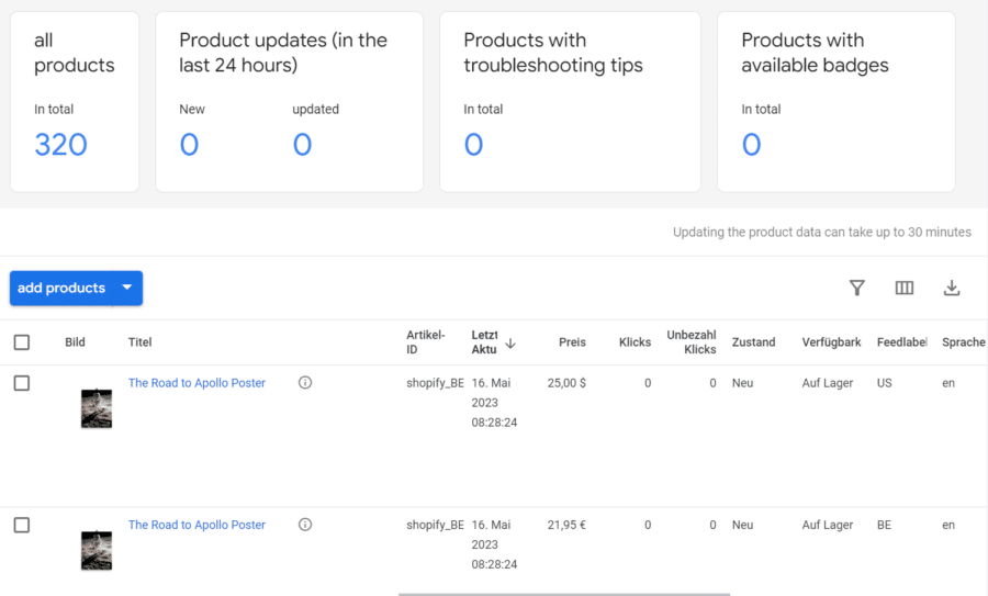 Editing products in Google Merchant Center