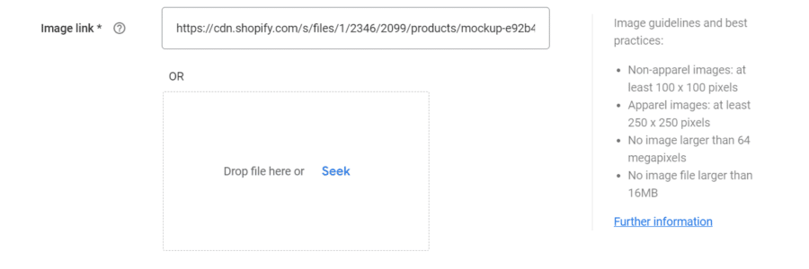 Image link in Google Merchant Center