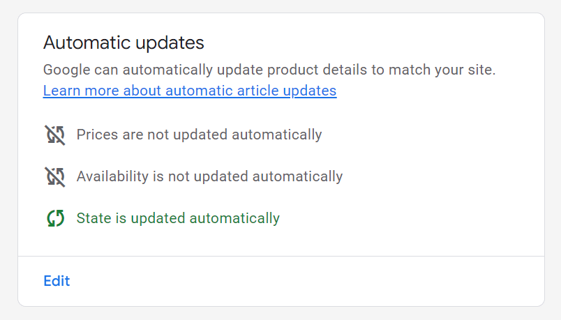 Set automatic updates in Google Merchant Center