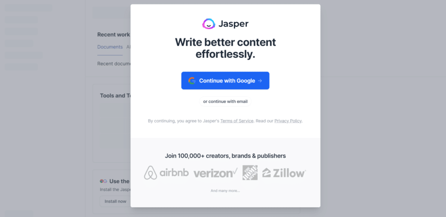 Jasper log in